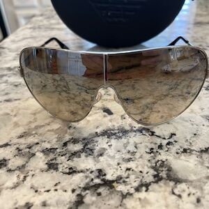 Designer Georgio Armani Aviator Sunglasses with Silver Frame